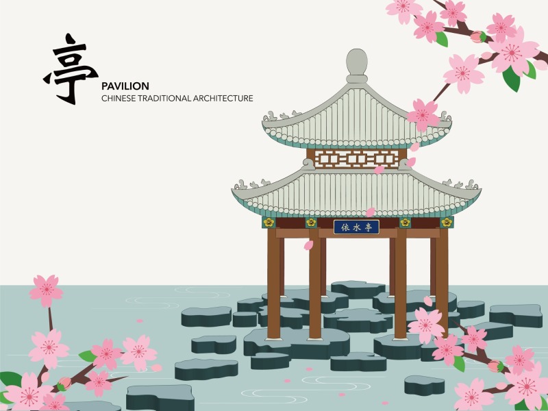 Chinese Style pavilion and memorial archway template pattern (59)