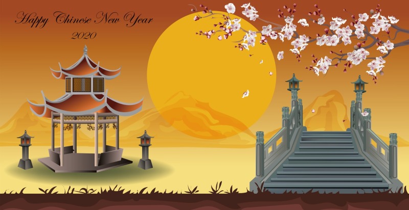 Chinese Style pavilion and memorial archway template pattern (63)