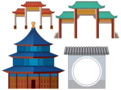 Chinese Style pavilion and memorial archway template pattern (15)
