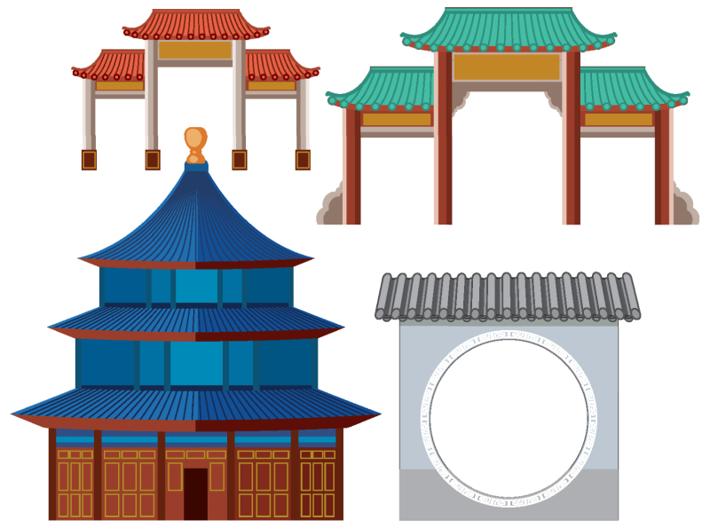 Chinese Style pavilion and memorial archway template pattern (15)