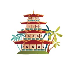 Chinese Style pavilion and memorial archway template pattern (45)