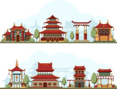 Chinese Style pavilion and memorial archway template pattern (14)