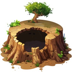 Tree hole and animals icon pattern set (22)