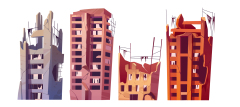 Dilapidated house icon pattern set (16)