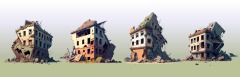 Dilapidated house icon pattern set (22)