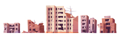 Dilapidated house icon pattern set (13)