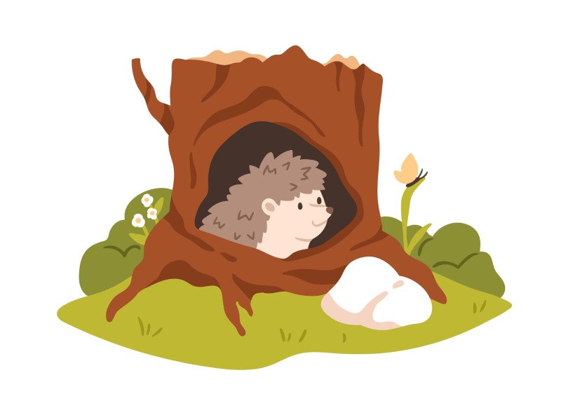 Tree hole and animals icon pattern set (20)