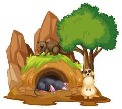 Tree hole and animals icon pattern set (9)