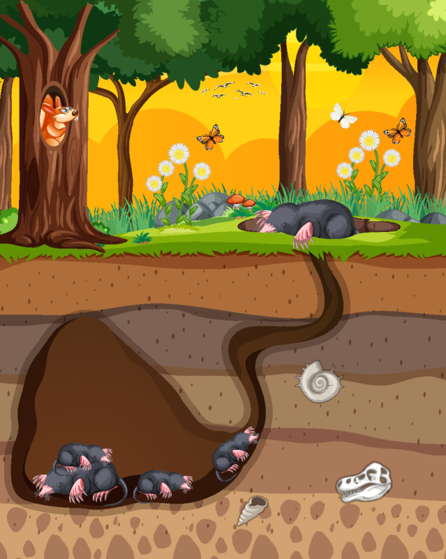 Tree hole and animals icon pattern set (16)