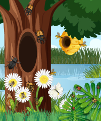 Tree hole and animals icon pattern set (13)