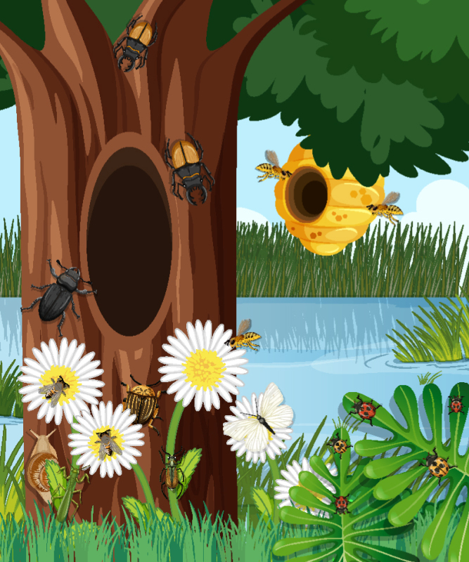 Tree hole and animals icon pattern set (13)