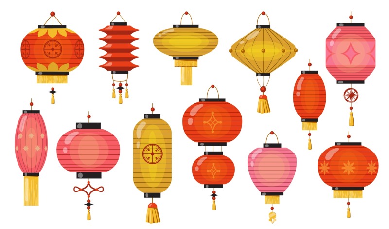 Chinese traditional lantern elements set (24)