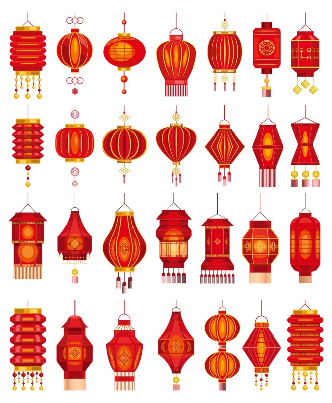 Chinese traditional lantern elements set (13)