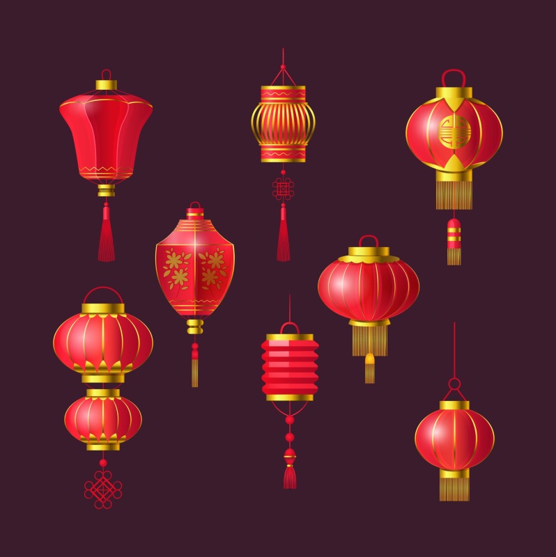 Chinese traditional lantern elements set (7)