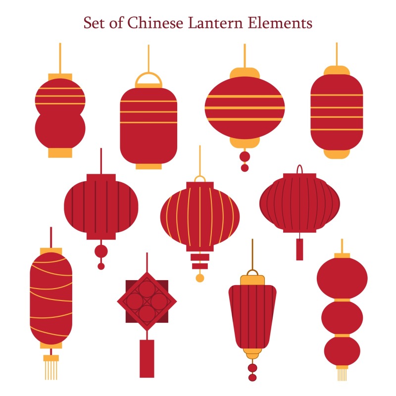 Chinese traditional lantern elements set (3)