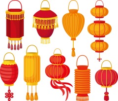 Chinese traditional lantern elements set (9)