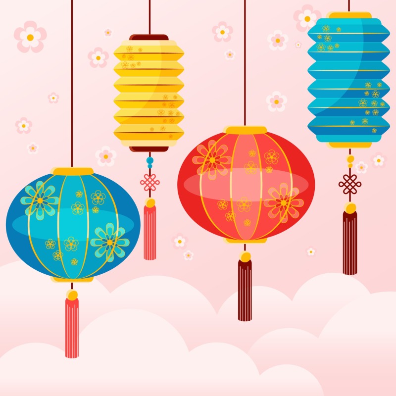 Chinese traditional lantern elements set (8)