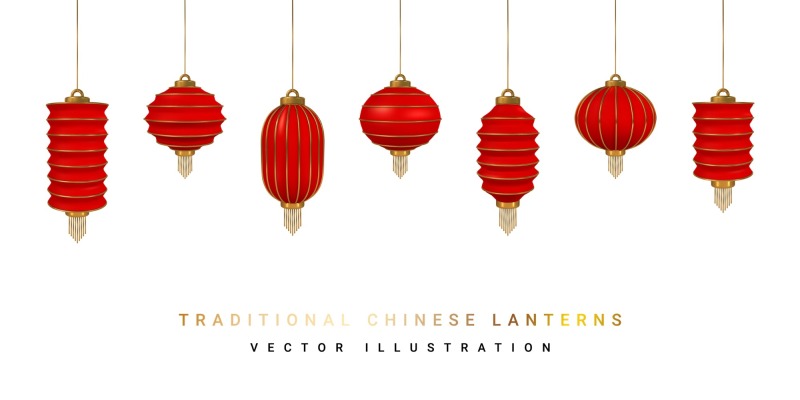 Chinese traditional lantern elements set (16)