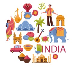 Indian traditional elements icon pattern template (5)