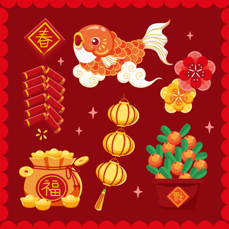 Chinese Spring Festival elements pattern (7)
