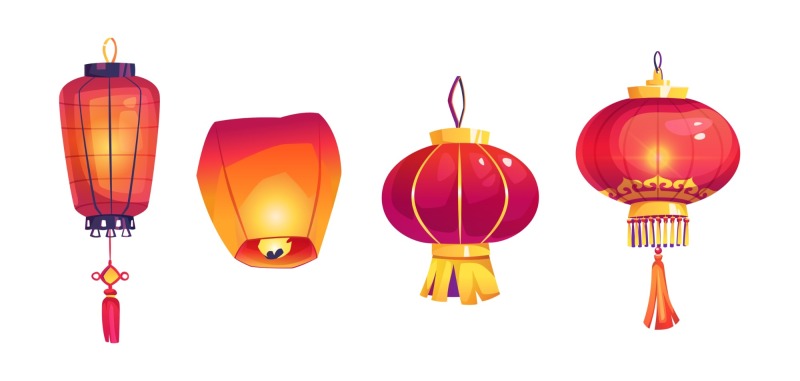 Chinese traditional lantern elements set (10)