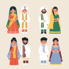 Indian traditional elements icon pattern template (36)