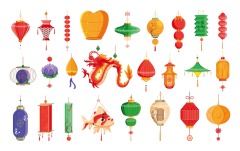 Chinese traditional lantern elements set (17)
