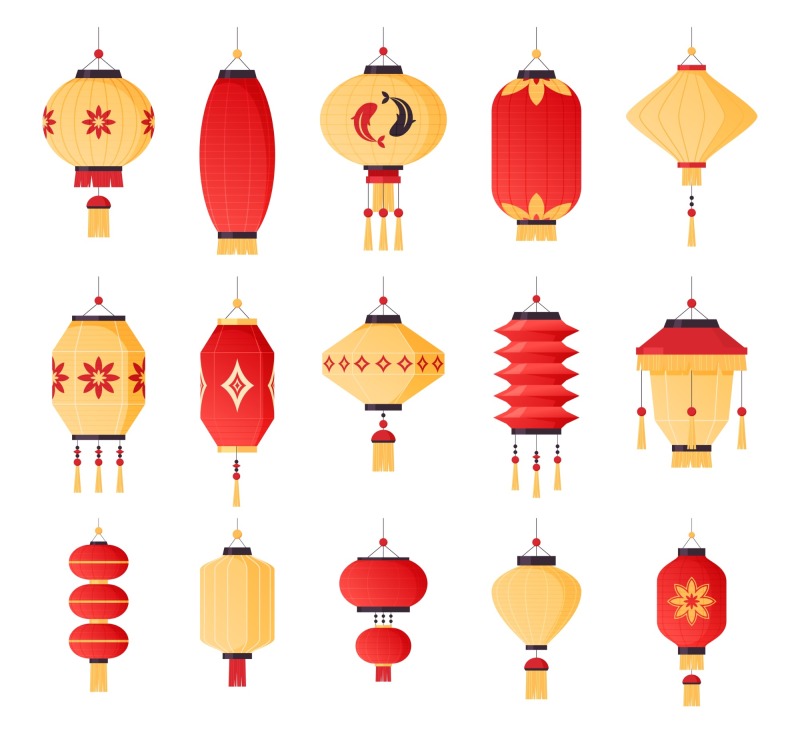 Chinese traditional lantern elements set (2)