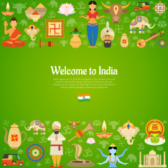 Indian traditional elements icon pattern template (32)