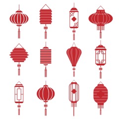 Chinese traditional lantern elements set (20)