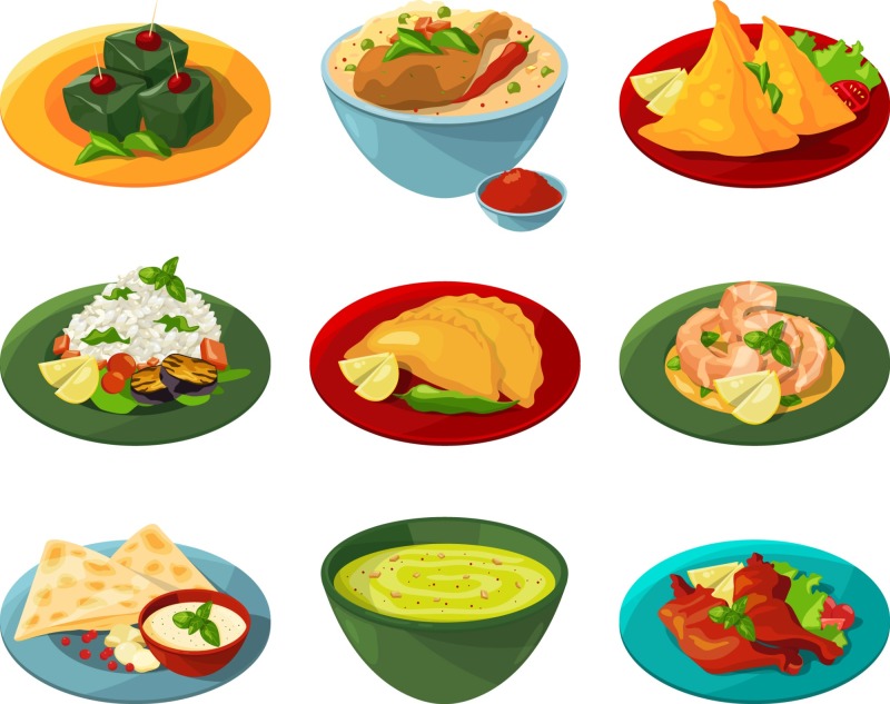 Indian traditional elements icon pattern template (30)