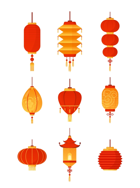 Chinese traditional lantern elements set (32)