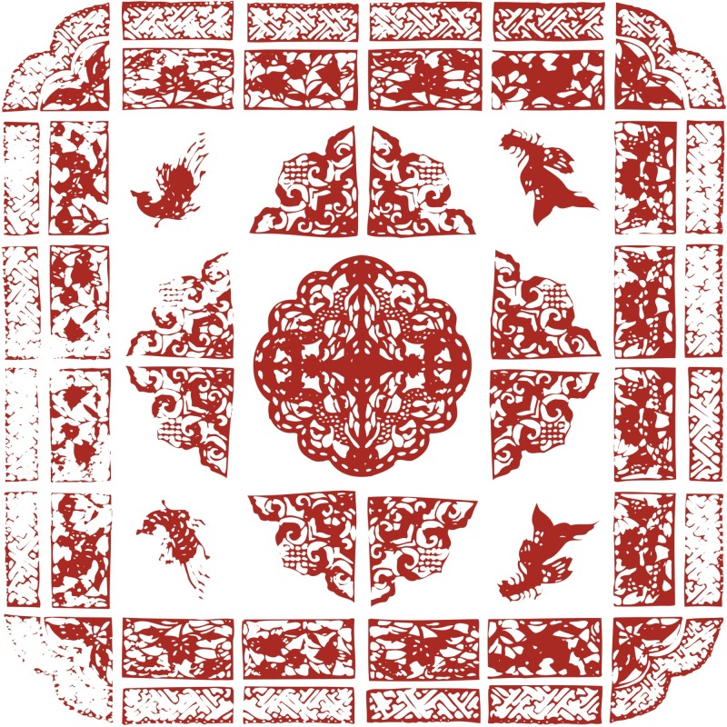 Chinese traditional paper cutting art elements set (35)
