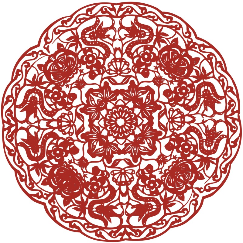 Chinese traditional paper cutting art elements set (13)