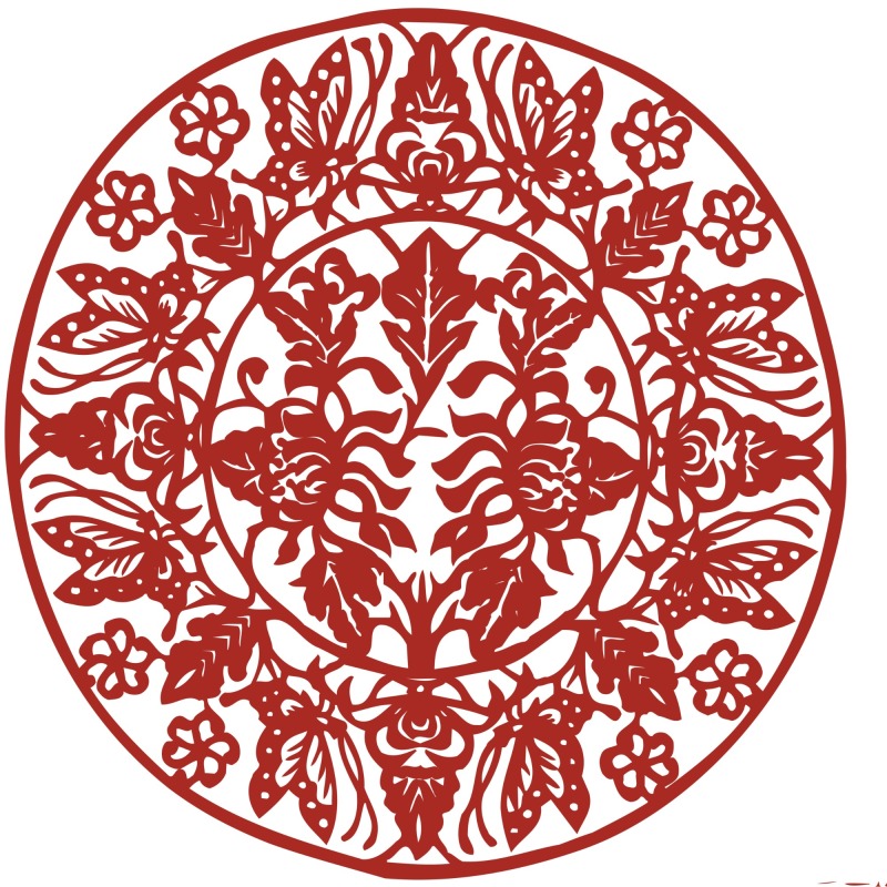 Chinese traditional paper cutting art elements set (48)