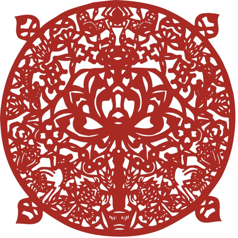 Chinese traditional paper cutting art elements set (55)
