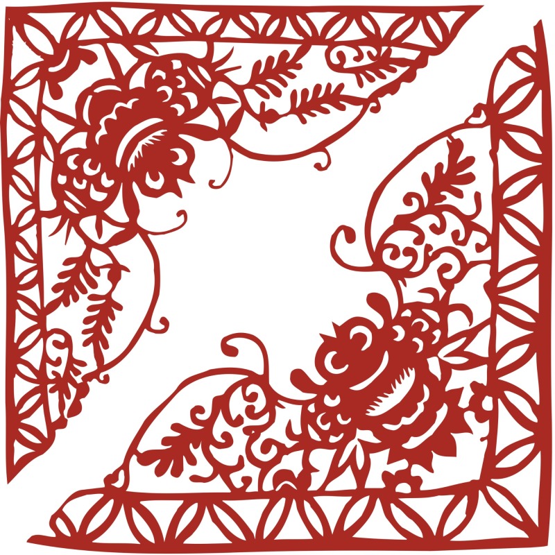 Chinese traditional paper cutting art elements set (33)