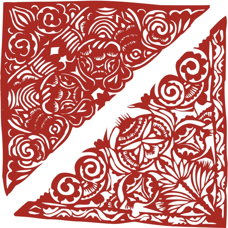 Chinese traditional paper cutting art elements set (40)