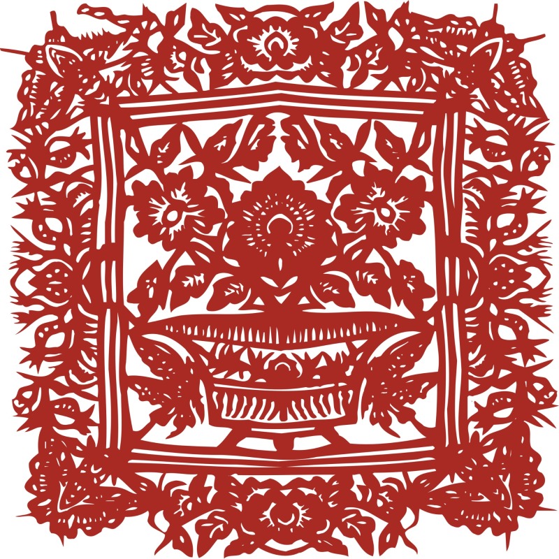 Chinese traditional paper cutting art elements set (56)