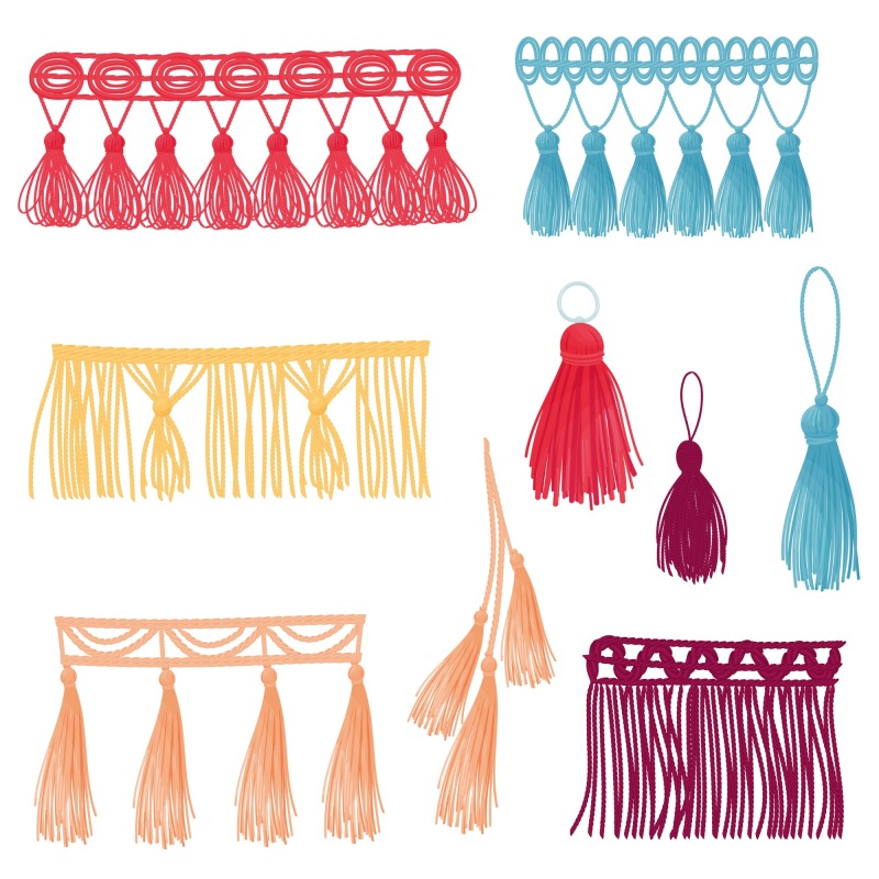 Chinese style traditional tassels art elements set (8)