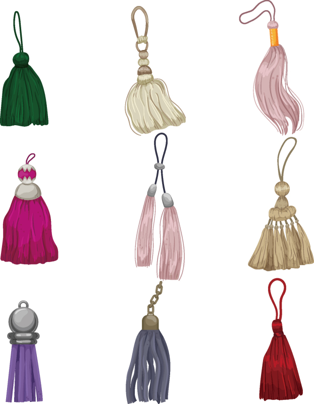 Chinese style traditional tassels art elements set (19)