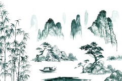 Chinese style ink and wash painting of mountain template set (10)