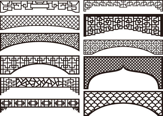 Chinese style hollow out screen template set (2)