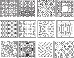 Chinese style hollow out screen template set (8)