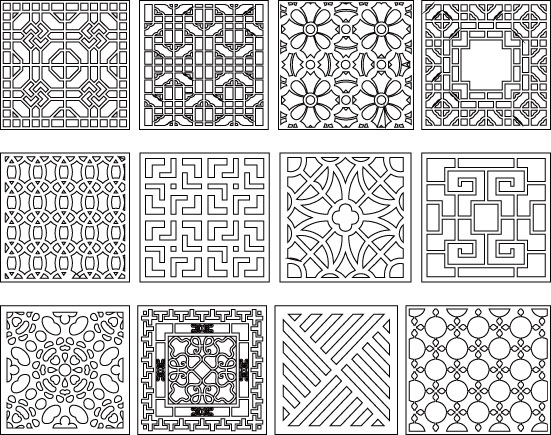Chinese style hollow out screen template set (8)