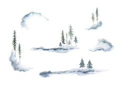 Chinese style ink and wash painting of mountain template set (7)