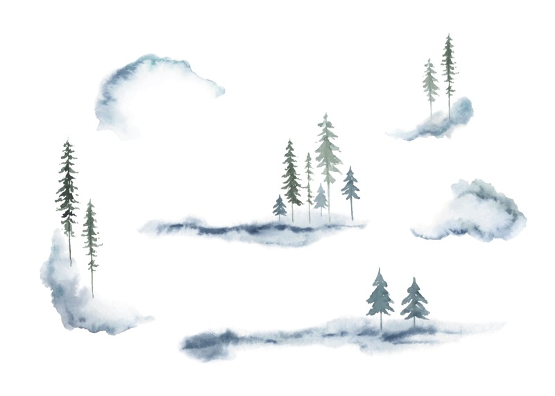 Chinese style ink and wash painting of mountain template set (7)