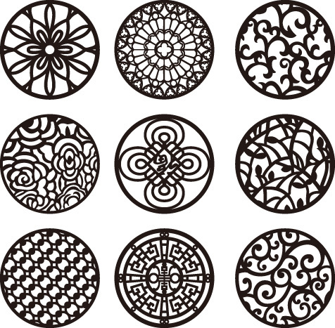 Chinese style hollow out screen template set (1)