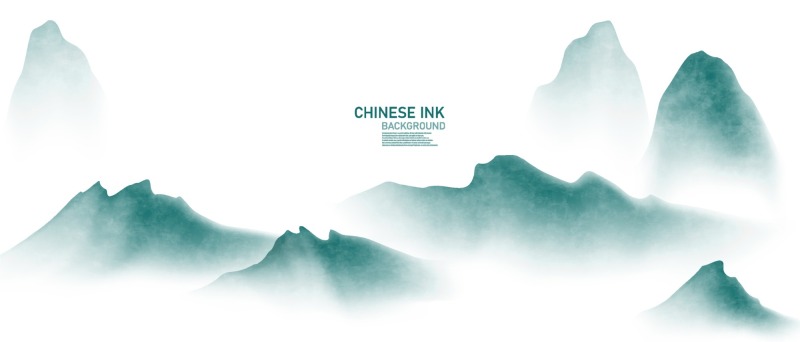 Chinese style ink and wash painting of mountain template set (24)