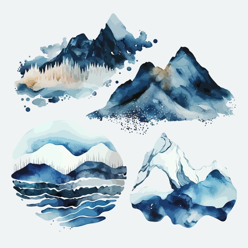 Chinese style ink and wash painting of mountain template set (4)